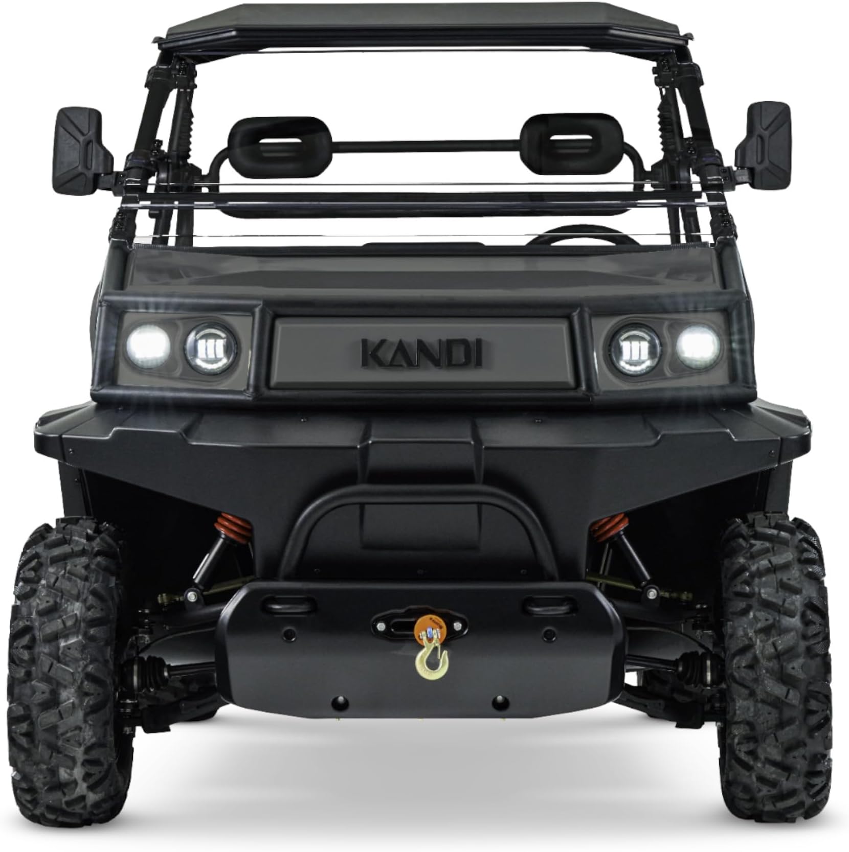 Kandi Cowboy 2 Seat Electric UTV with Lithium Battery Powerful Dual Electric Motors AWD Electric Power Steering Backup Camera Electric Dump Bed Front Winch 60 Mile Range 40 MPH Top Speed - Matte Black