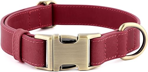 Miniatura 9 de Collar de piel genuino para perros de Plutus Pet – Collar ajustable para mascotas con hebilla de metal de liberación rápida, piel suave y real para
