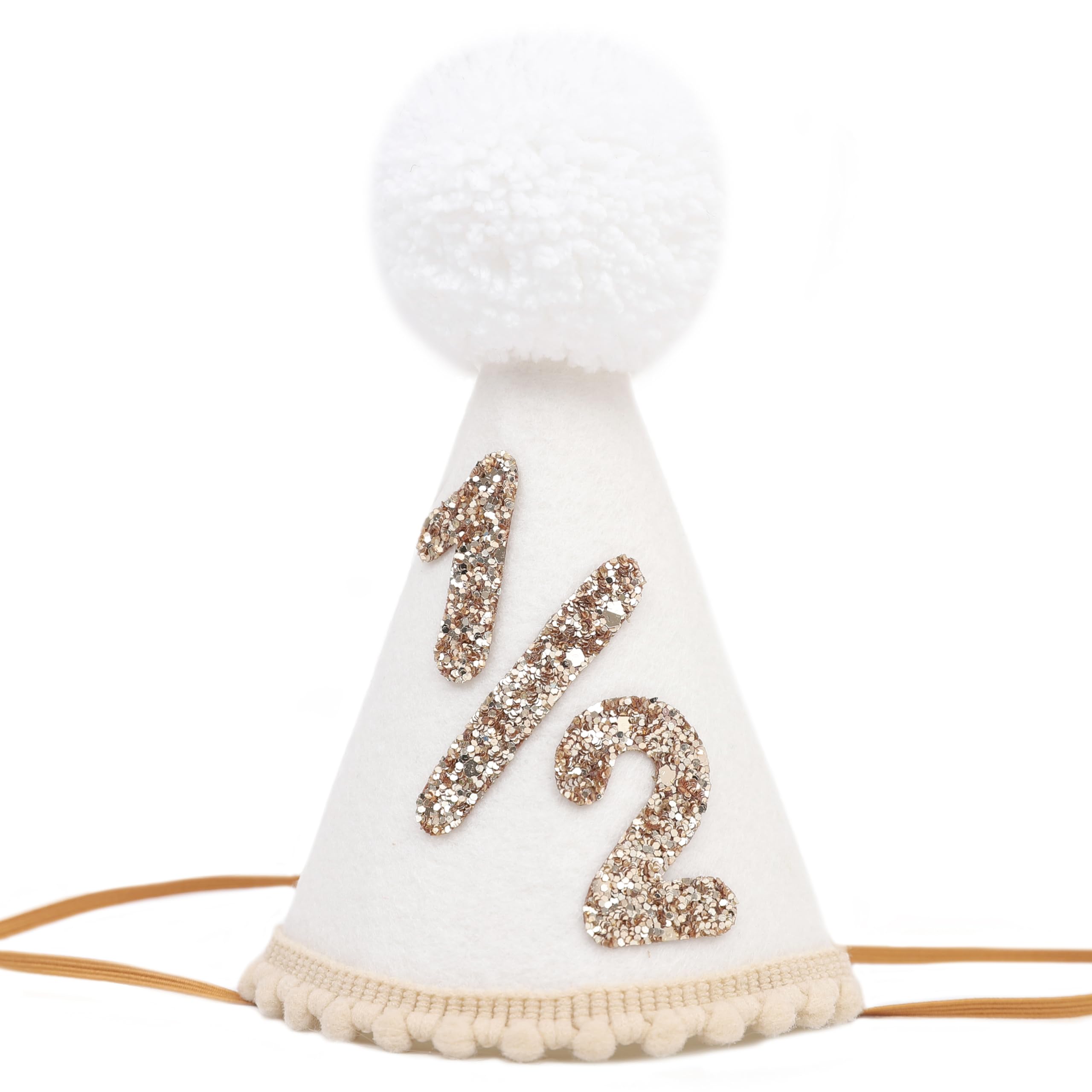 BEADED Girl/Boy 1/2 Birthday Hat - 6 Months Birthday Decorations,1/2 Way To One Decoration,1/2 Way To One Decoration (White)