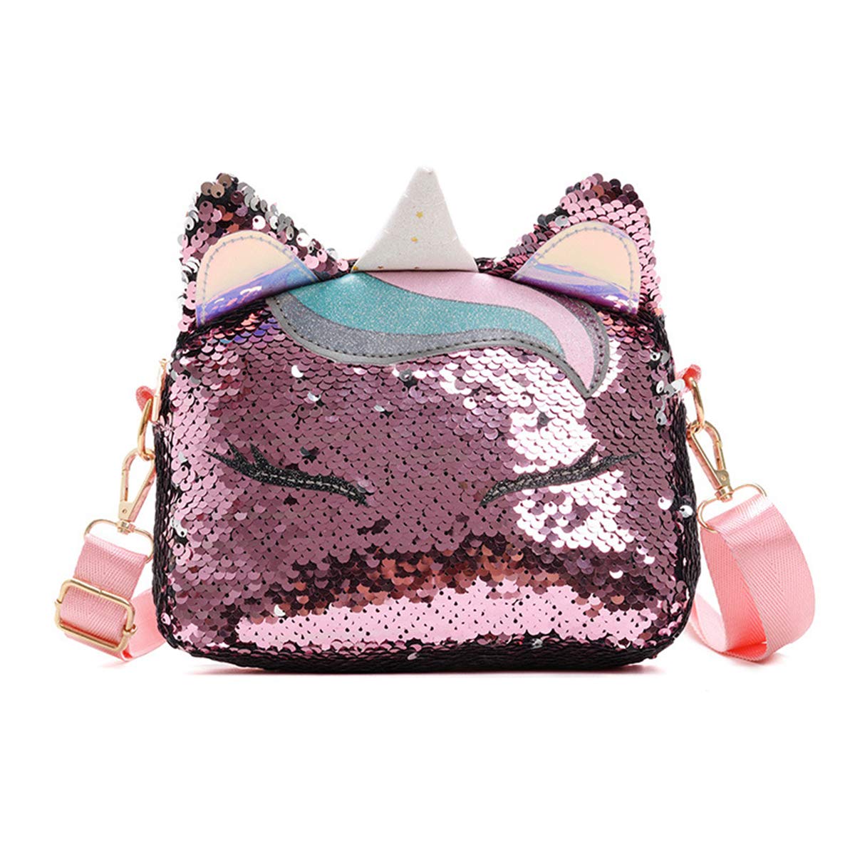 RARITYUSWomen Girls Cute Unicorn Glitter Sequins Crossbody Purses Handbag Shoulder Bag for Kids Little Girls