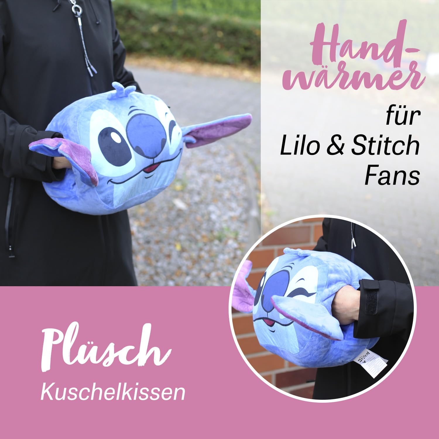 Hello Kitty, Stitch & Angel Cuddle Buddy – Peluche, Cojín Y Calentador De Manos 3 En 1, Suave, Ideal Para Regalar