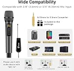 Microphone sans fil, TONOR UHF Mic sans fil métallique avec récepteur, pour Karaoké, chant, fête, mariage, DJ, Discours, 200ft(TW525)