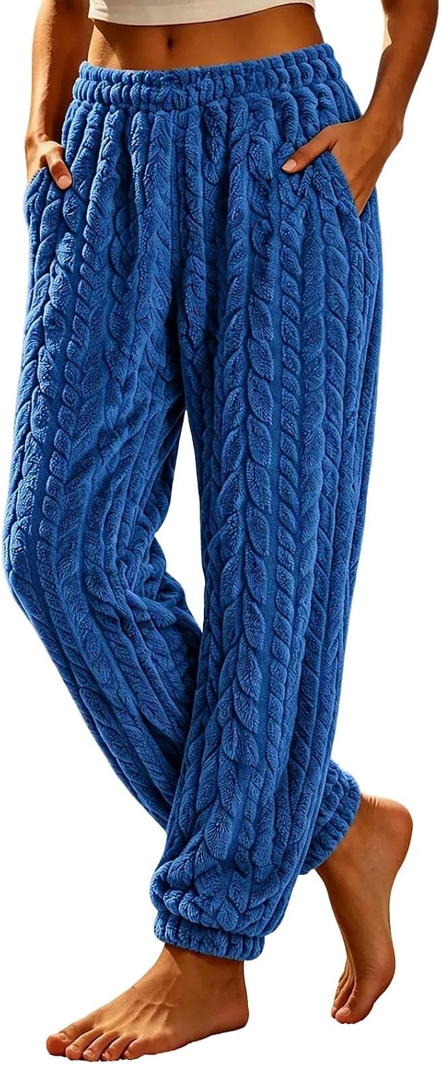 Women Plush Fluffy Pajama Pants Fuzzy Lounge Pants