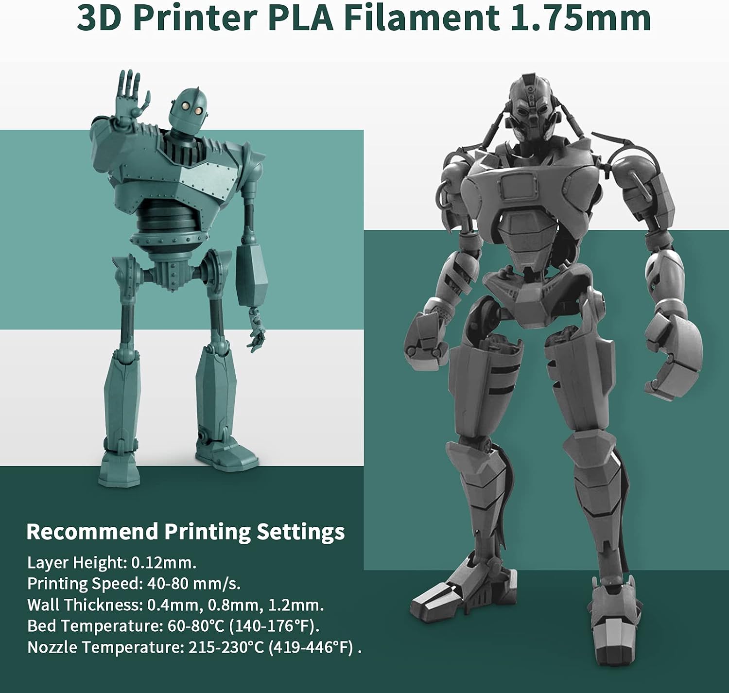 3D Printer Filament PLA 1.75, SUNLU PLA Filament 1.75mm, Dimensional Accuracy +/- 0.02mm, Reusable Spool, 1kg Spool(2.2lbs), PLA White