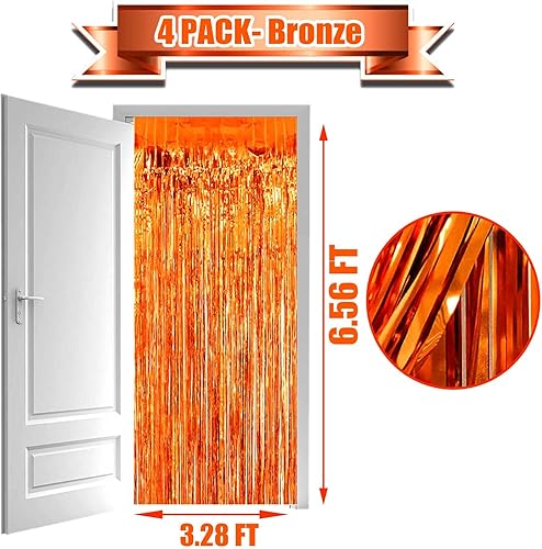 Miniatura 9 de Paquete de 4 cortinas de flecos de papel de aluminio rojo plateado 328 x 656 pies cortinas de flecos metálicos de oropel para cabina de fotos boda