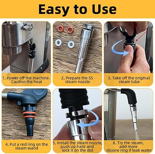 Miniatura 4 de Tubo de vapor de repuesto compatible con la máquina de café Delonghi Dedica EC685 ECO310 ECO311 EC9355 ECP35.31 de acero inoxidable boquilla de un