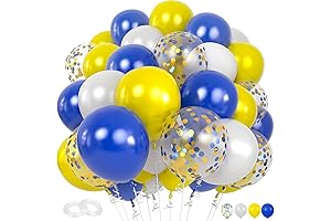 2022 Blue and Yellow Graduation Party Decorations - 60PCS Latex Gold Confetti