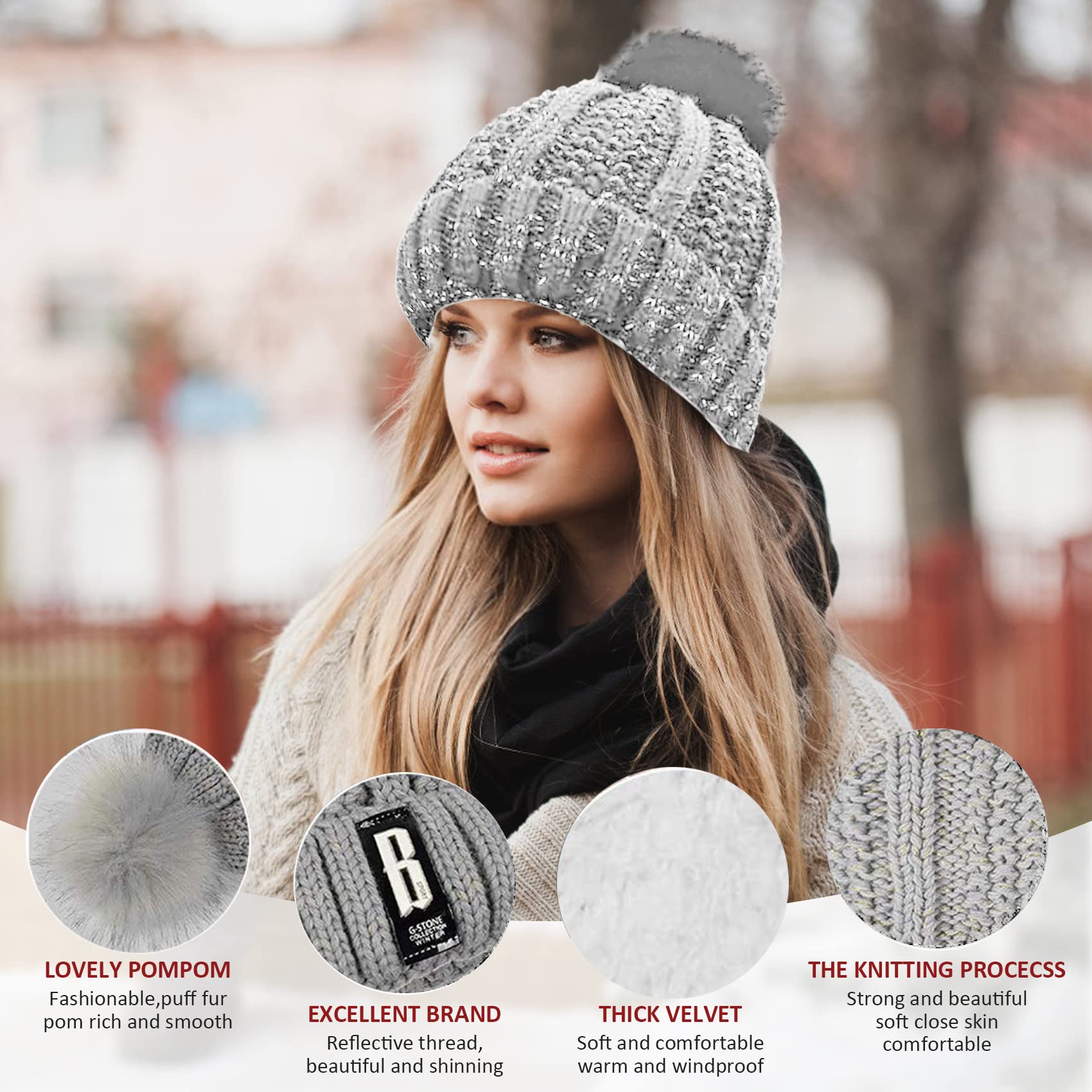 Packs Bonnet, écharpe Et Gants Femme Ensemble Bonnet Echarpe Femme Chaussettes Antidérapantes Chaudes Thermiques Femme Hiver Cache Oreilles Femme Bonnet Polaire Femme Ensemble Cadeau Femme Noel