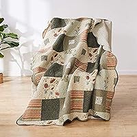 Greenland Home Sedona Taupe Throw Blanket 50x60 - 100% Cotton Quilted for Cozy Southwest Style