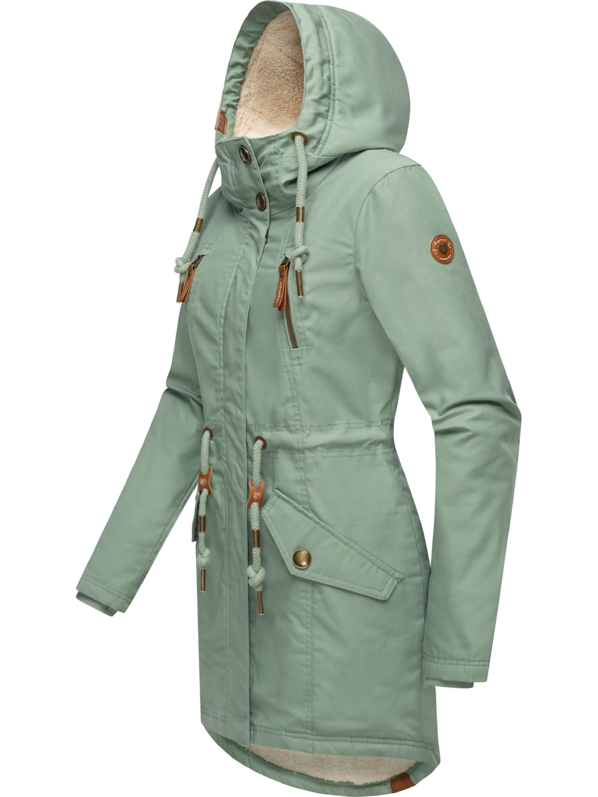 Ragwear Damen Winter-Kurzmantel Elsie mit Kapuze, vegan