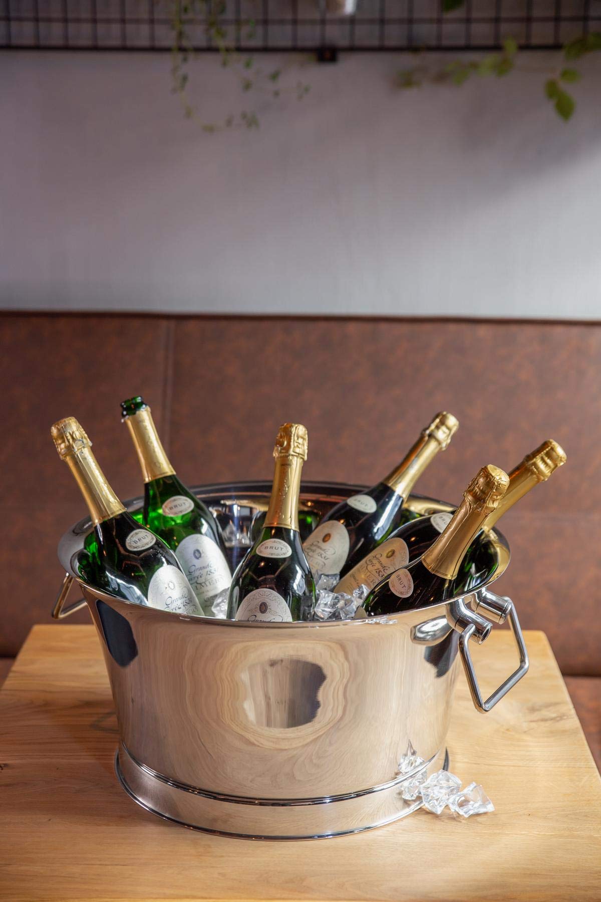 EDZARD Samu - Raffreddatore per champagne (Ø 48 cm, grande) in acciaio inox – Refrigeratore per bottiglie a doppia parete – Refrigeratore per 6 bottiglie – Ciotola per vino, spumante e cubetti di