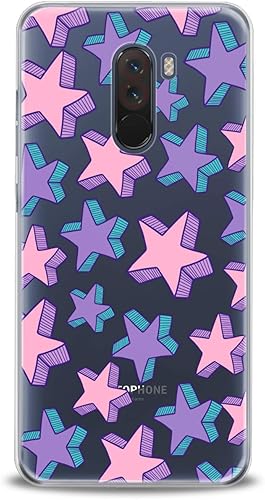Lex Altern TPU Case Compatible with Xiaomi Redmi 13 Note 12 7 6 Pro 6A 5 5A 4A F1 Cartoon Purple Stars Clear Print Cover Slim fit Kawaii Pink