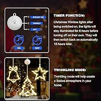 Vista 11 de Paquete de 3 luces de Navidad para ventana con temporizador, funciona con pilas, árbol de copo de nieve iluminado blanco con forma de estrella LED