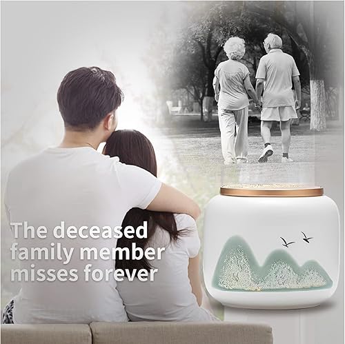 Miniatura 4 de NS Online Pequeños juegos de urnas de 3-3 pulgadas de cerámica decorativas para cenizas, urna conmemorativa de 3 piezas, urna conmemorativa