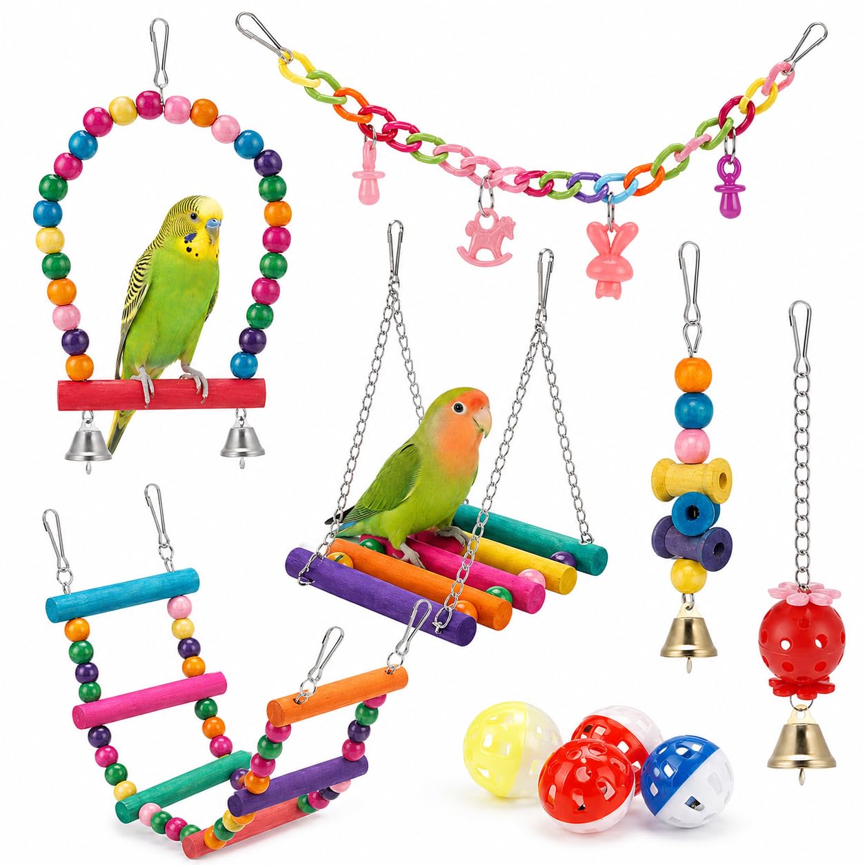 lot de 11 jouets pour perruches et