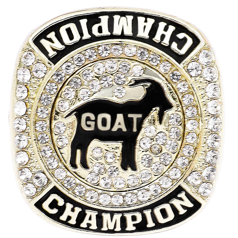 12 Stück Goat Championship Ringe Award Trophäe Medaille Greatest of All Time Geschenk für Turnier oder Liga Champion Gewinner, von Größe 7 bis 11