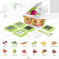 Vista 2 de Picadora de alimentos con 5 cuchillas, picadora de cebolla, picadora de frutas y verduras y verduras, verde claro