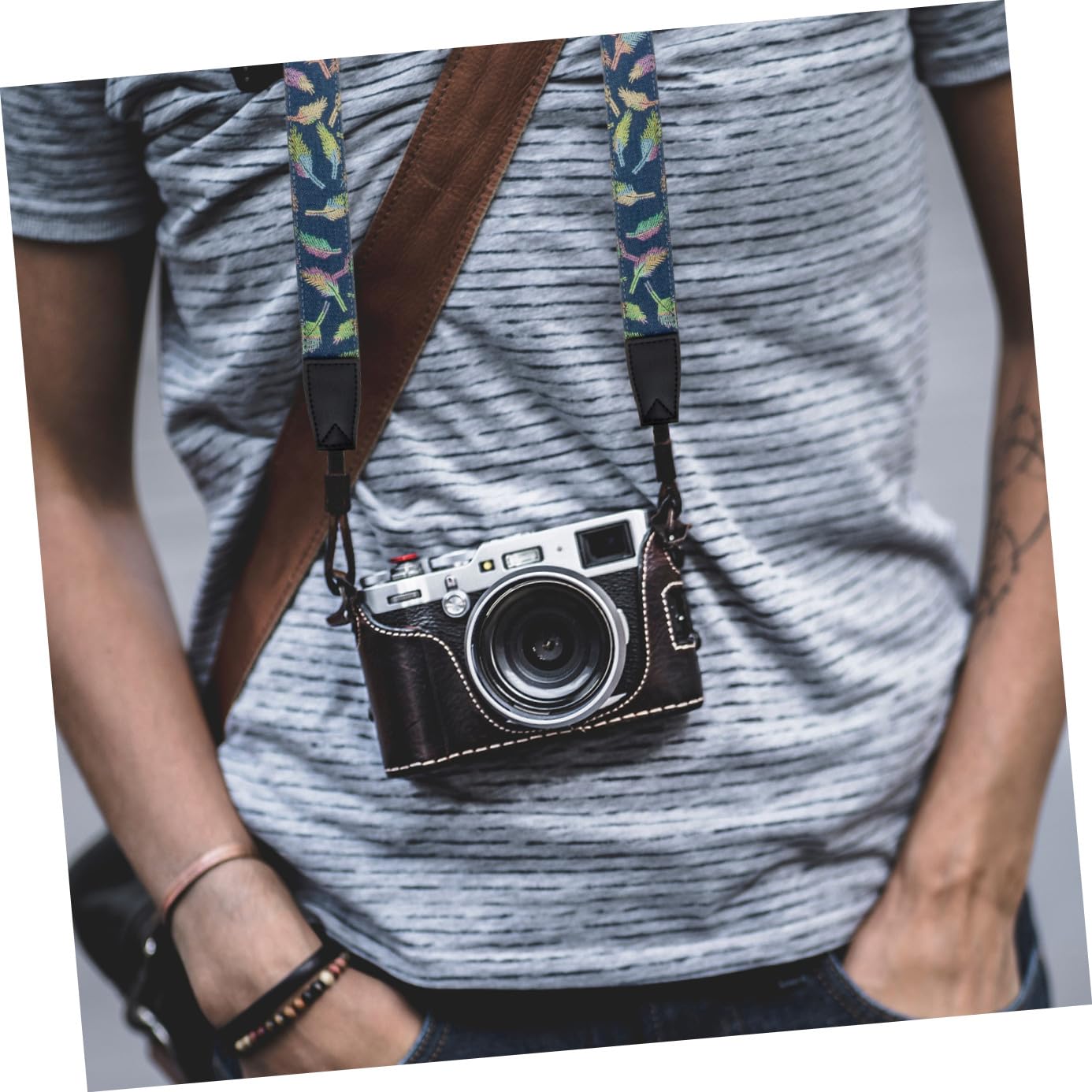 Lurrose Cinturino per Fotocamera con Spallacci Regolabili Tracolla per Professionisti e Amatoriali Comfort Elegante Adatto per Uso e Eventi Fotografici