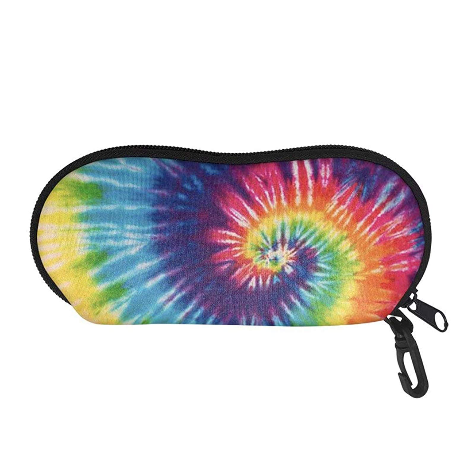 SEANATIVE Crushproof Women Eyeglasses Soft Case Waterproof Sunglasses Box Carabiner Spectacle Sleeve Pouch Rainbow Tie Dye Print