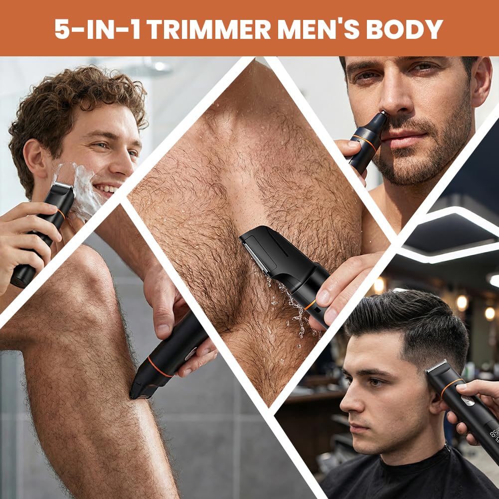 Aolso Rasoio Elettrico Multiuso, Rasoio Elettrico Barba per Uomo, Rifinitore All-In-One per Uomo, Viso, Baffi, Corpo, Naso, Nero - LK