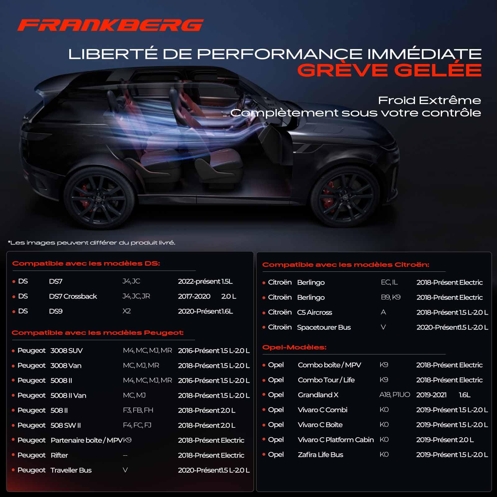 Frankberg Compresseur Climatisation avec attelage Compatible avec Berlingo EC ER Rifter 3008 SUV M4 MC MJ MR Zafira Life Bus K0 Spacetourer Bus V Remplacer# ACP543000S, y compris huile prép | Compatible avec: Cabine K0 de la plateforme Vivaro C, Bus Zafir