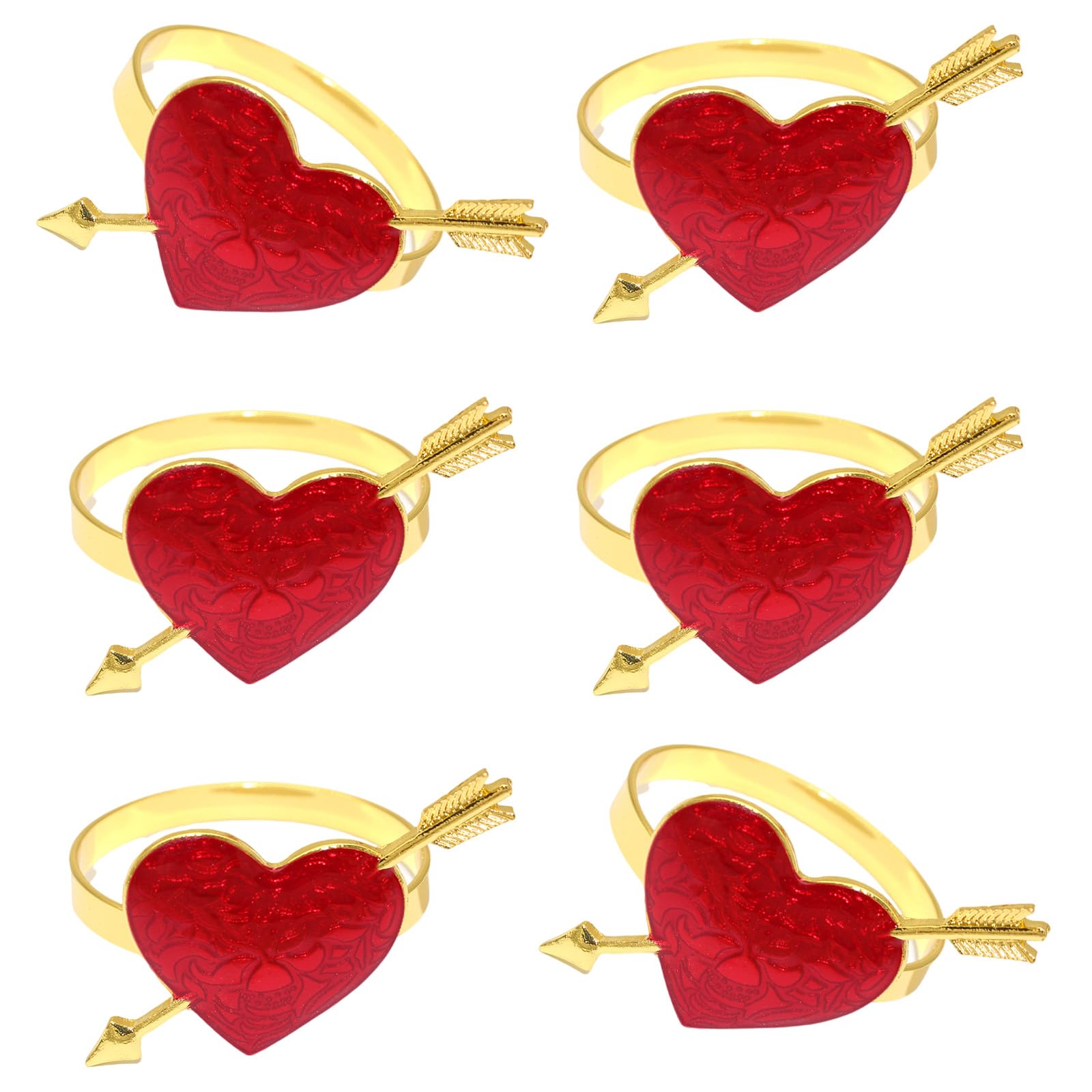 Buxuaaaa Of 6 Lovely Themed Napkin Holders Valentine ' s Day Metal Napkin Rings Elegant Metal Tableware for Special Dates Tender Dinner Accessories