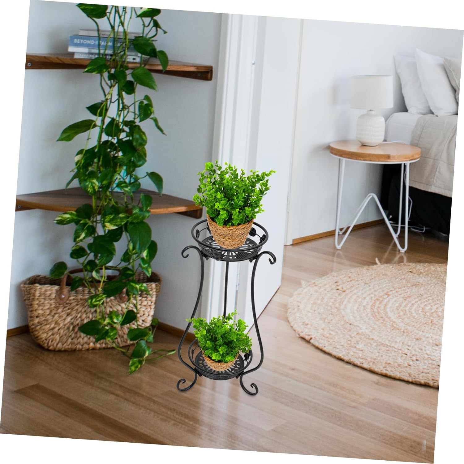 Iron Plant Stand Outdoor Tiered Flowerpot Rack Metal Storage Rack for Garden Patio Home Decoration