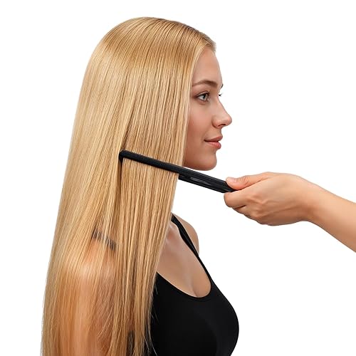 Miniatura 5 de 2 peines alisadores de cabello, peine alisador de cabello portátil, herramienta de peluquería en forma de V para peinar, alisar (negro)