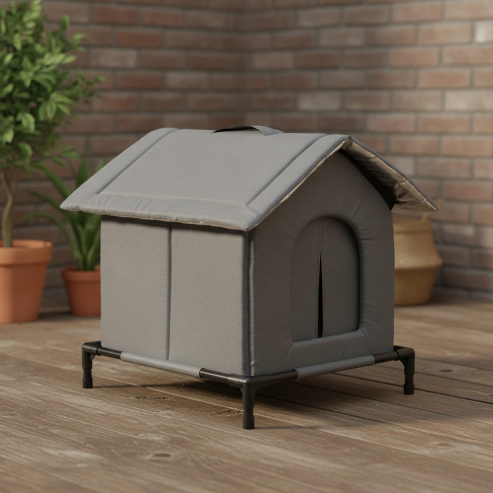 Generic Casetta Tetto Inclinato Design Chiuso Anti, Cuccia per, Rialzata, Giardino, Patio, M