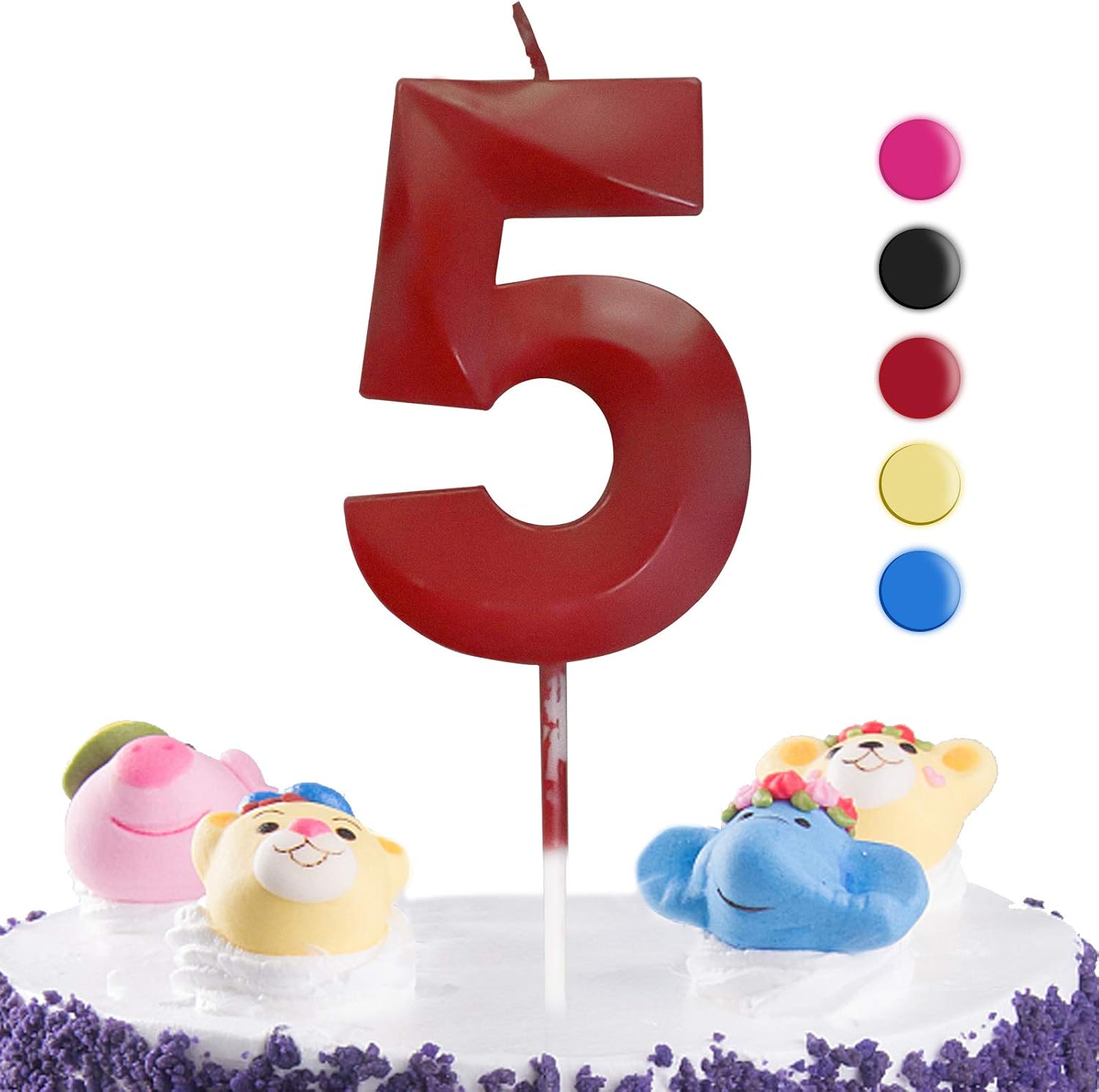 2.76Inch Birthday Cake Candle Number 5,Big Number 5 Candle Cake Decorations,Multicolor 3D Design Candle Numbers,Cake Topper Number Fifth Candles for Birthday Wedding Theme Party Any Anniversary(Red)