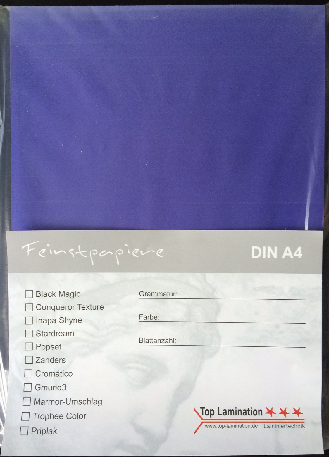 100 Blatt DIN A3 blau-violettes Papier 120g/m² bedruckbar - komplett durchgefärbt