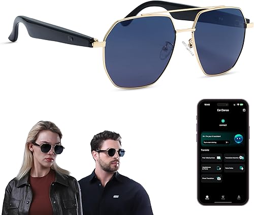 Miniatura 14 de LIMU Gafas inteligentes Gen 5, gafas AI con intérprete de IA en tiempo real – Gafas Bluetooth de oreja abierta con altavoces, construcción de