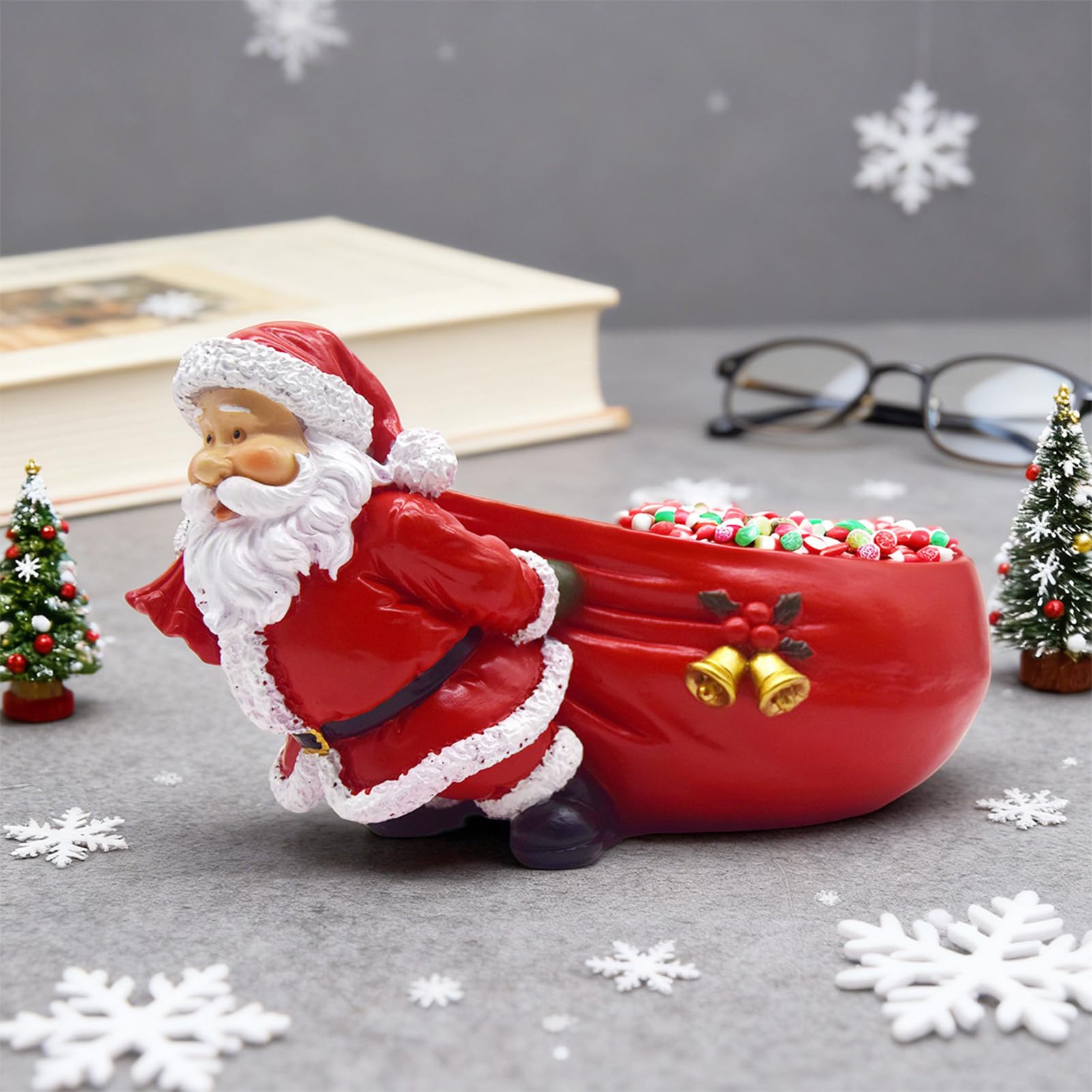 Statuine Natalizie Babbo Natale Decorazione A Forma Di Borsa In Resina Con
