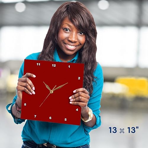 Miniatura 4 de 3dRose DPP_180515_2 Reloj de pared con patrón cuadrado rojo oscuro y rojo claro, 13.2 x 13.2 in