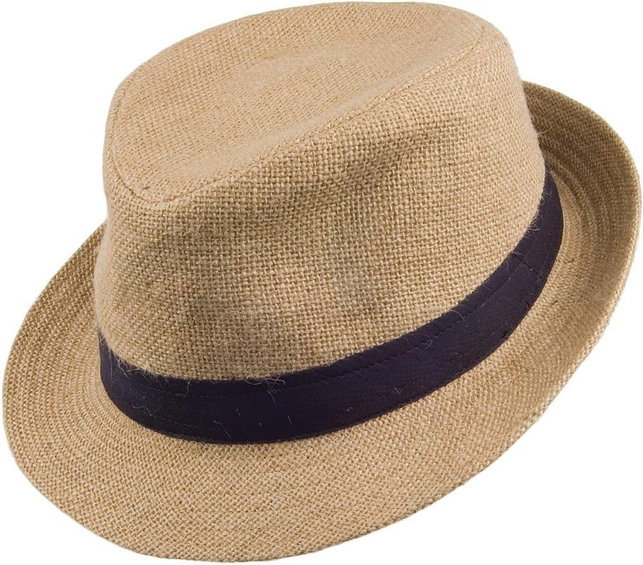 Jute Fabric C-Crown Trilby Fedora Hat