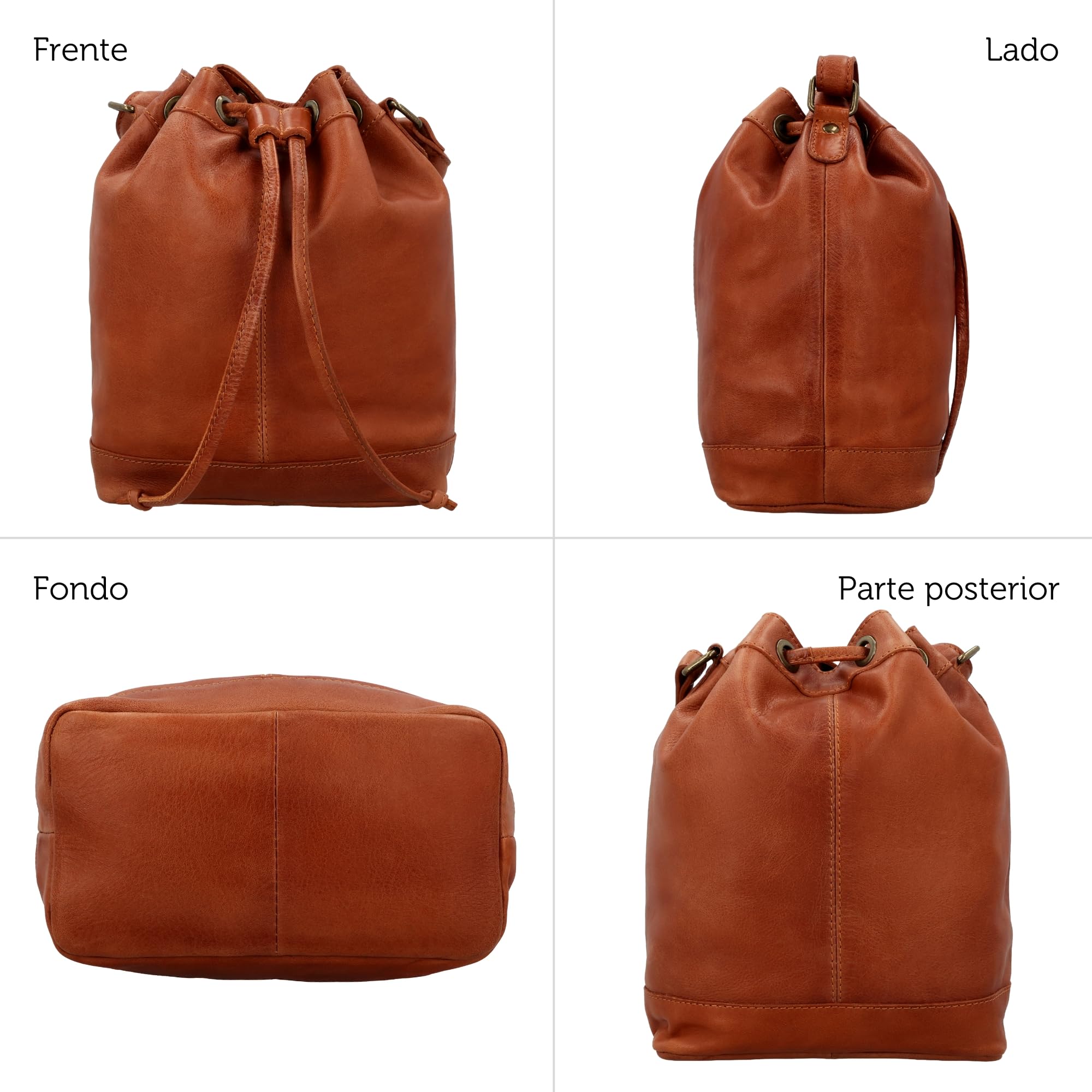 Gusti Bolso bandolera de piel Ivy para mujer, bolso de hombro, bolso de mano, bolso de piel, marrón, M
