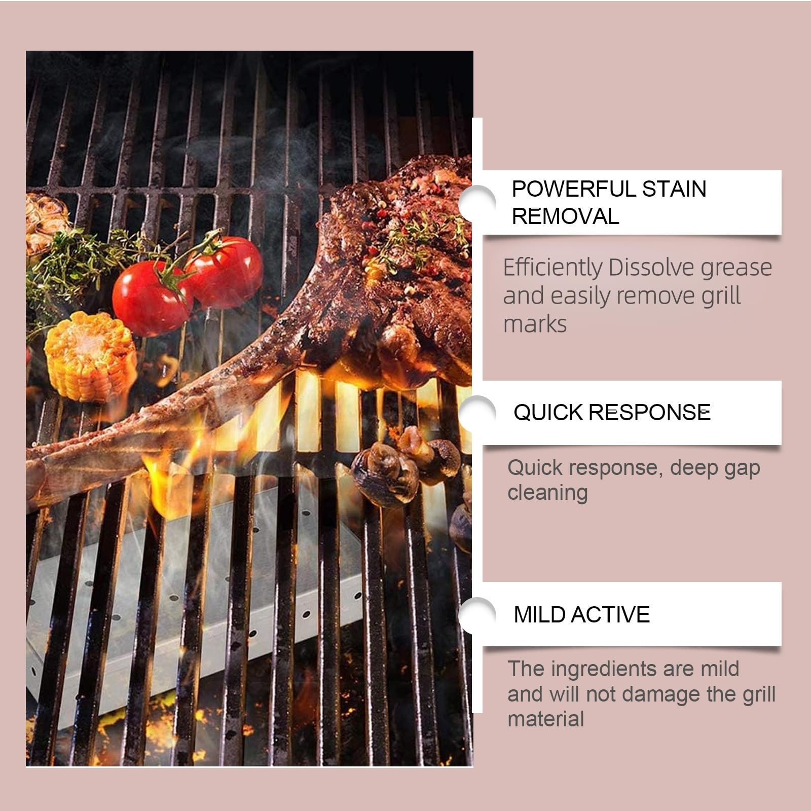 Schnell wirkendes, hochwirksames Grill-Entfettungsspray, kraftvoller Ofen- und Küchenreiniger ohne Schrubben für Grills, Smoker und Küchenutensilien, multifunktionaler Fettlöser für (6pcs)
