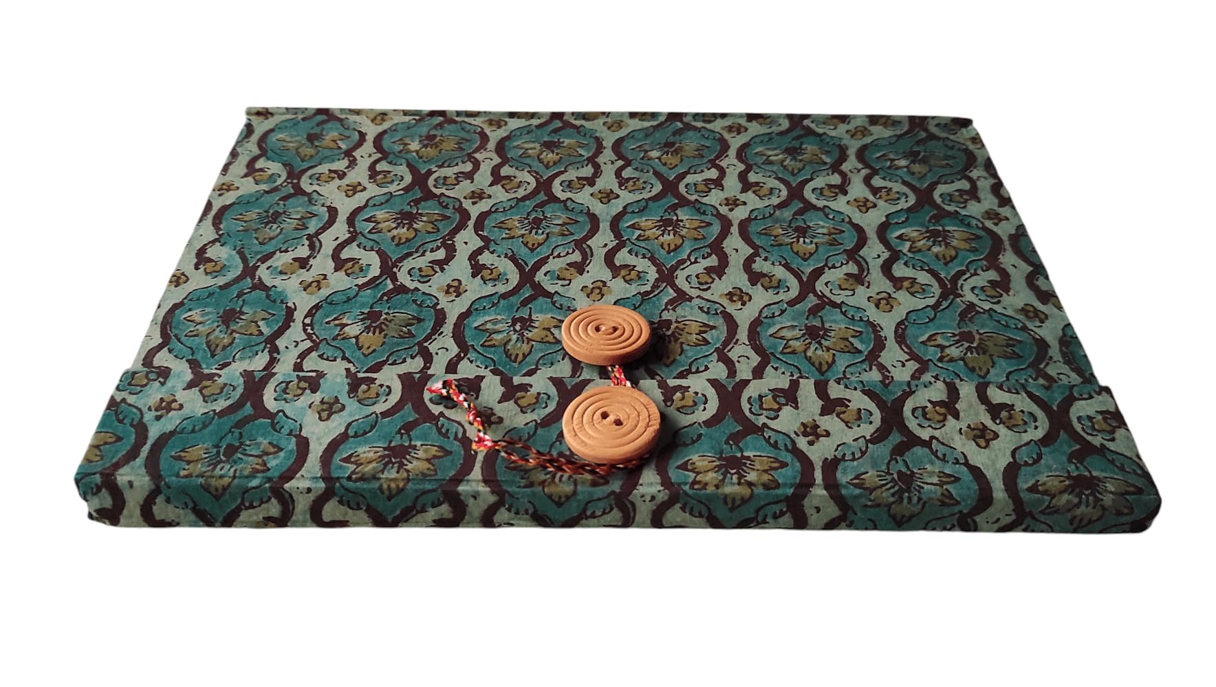 FERRA INDICA Floral Block Printed Hard Bound Fabric Sketch Books, A4 Doodle Book Handcrafted Fabric Cover, for Sketching and Writing (Green-Brown)-image-9