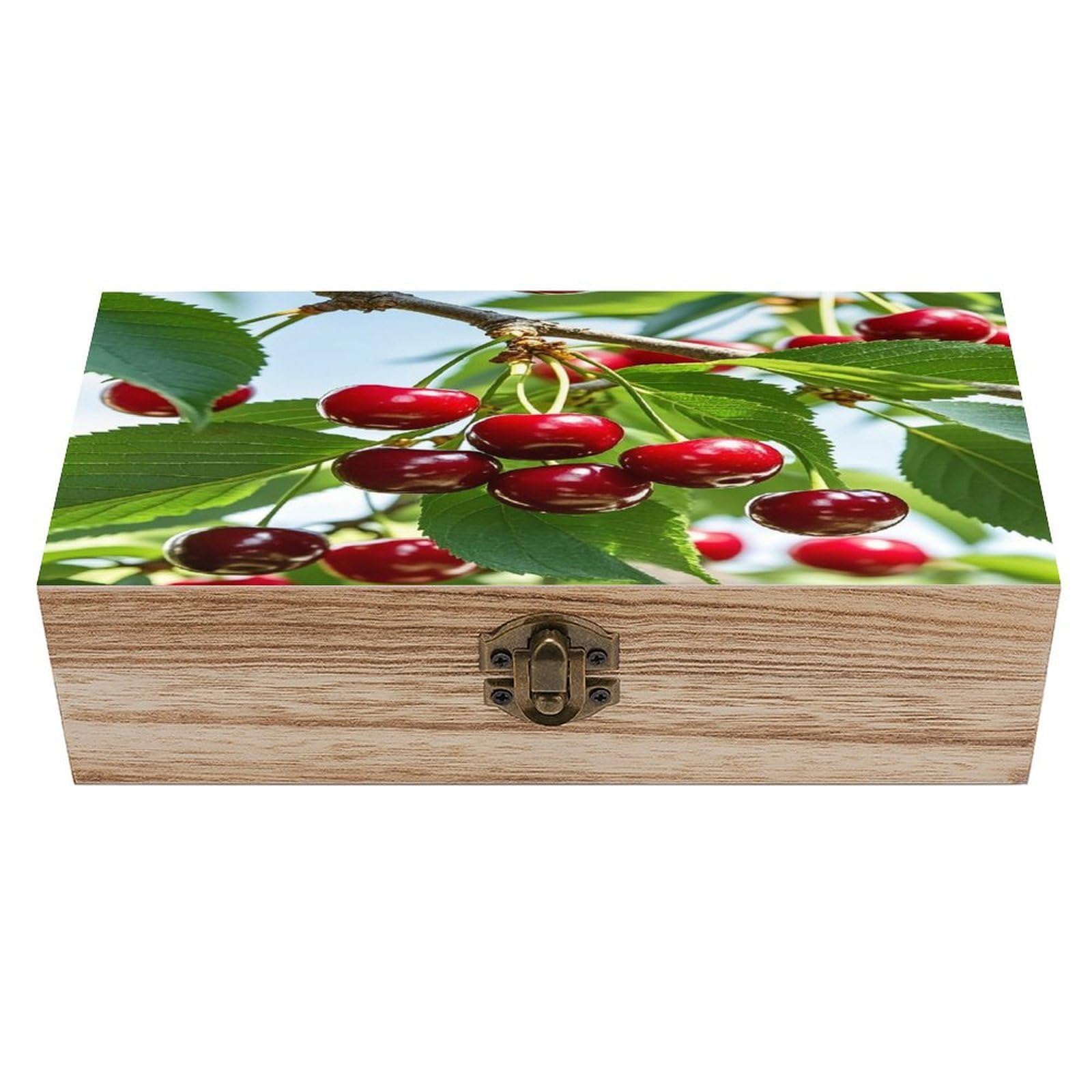 LZQPOEAS Cute Cherry Wooden Box Storage Space to Organize Jewelry in A Beautiful Small Storage Box Decorative Card Boxes Memory Treasure Boxes for Crafts And Photo Storage