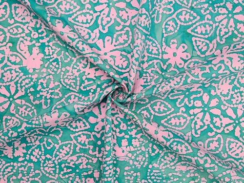 Minerva Jade Cotton Batik Fabric for Dressmaking & Quilting - 110cm Wide - per metre