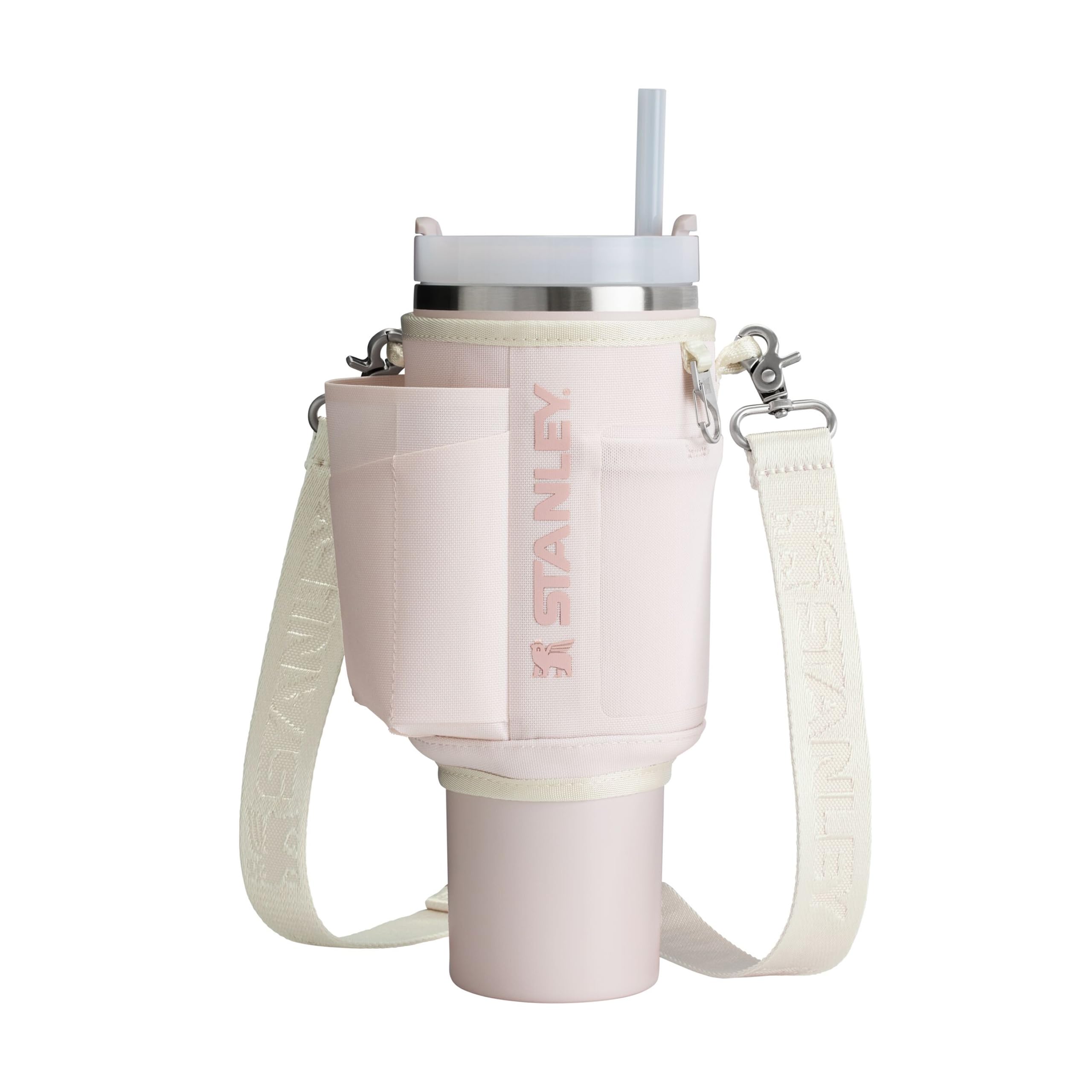 Stanley 1913 All-Day Quencher Carry-All 1.18L - 2-button snap Closure - Phone pocket - Card Sleeve Pocket - Carabiner Key Clip - 100% Recycled Polyester exterior - Rose Quartz