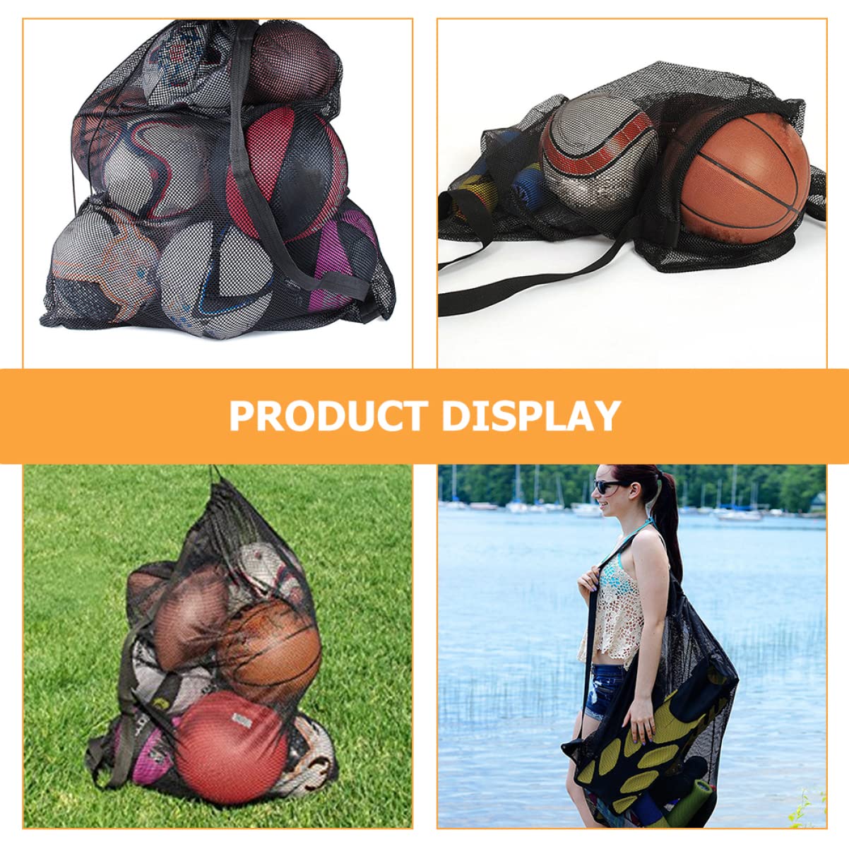 Hemobllo Bolsa Deportiva para Balones con Cordón Gran Capacidad para Baloncesto y Fútbol Incluye Correa para Hombro para Gimnasios y Estadios