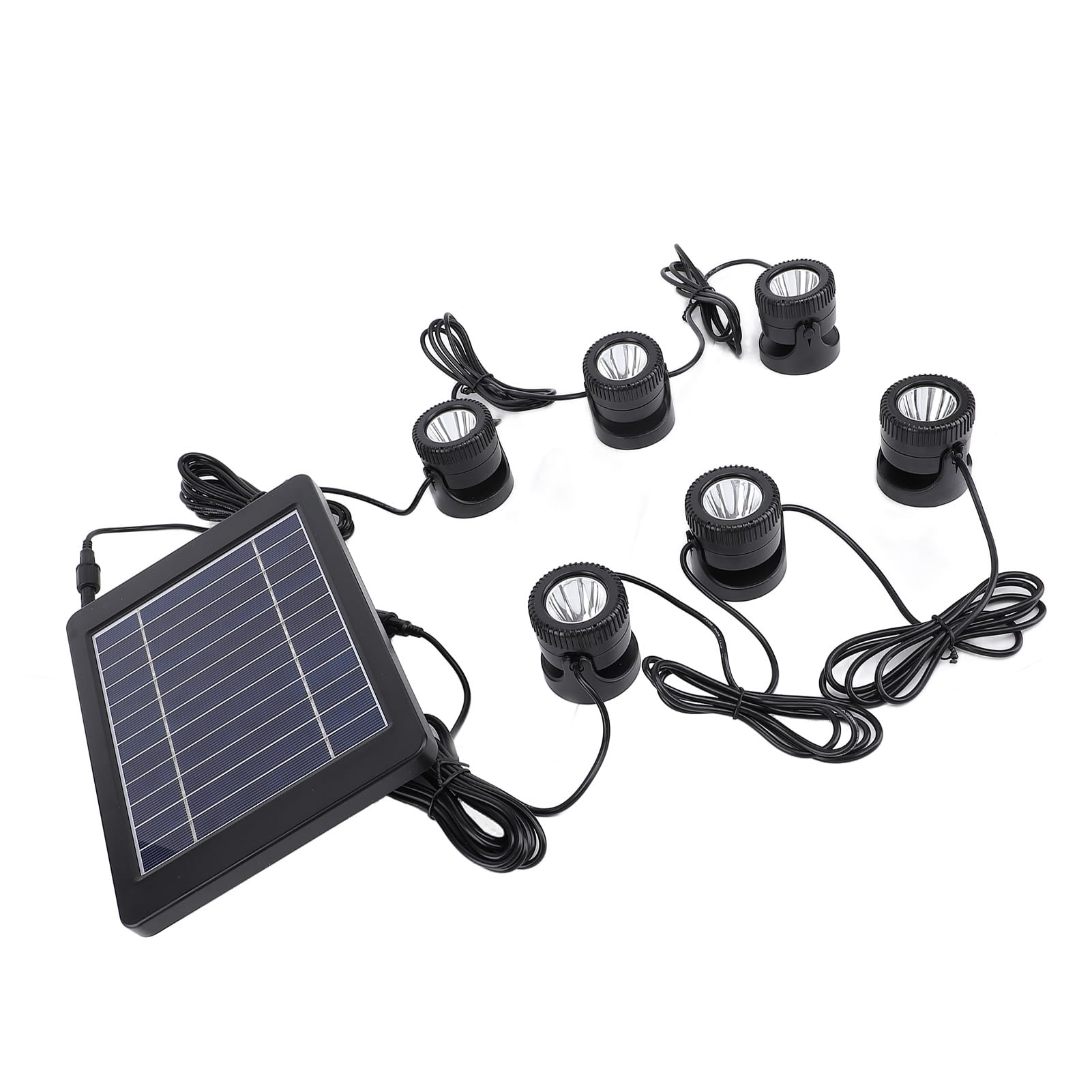 FTVOGUE Faretti Solari per Laghetto 6 in 1 Faretti Subacquei Impermeabili IP68 con LED Bianco Caldo 3000K per Piscina da Giardino con Acquario