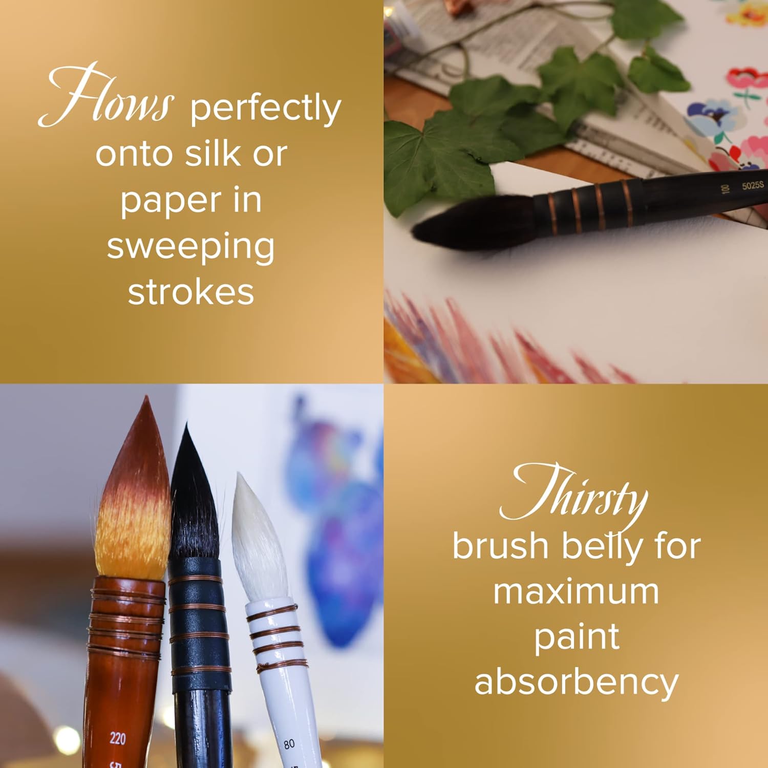 Silver Brush Limited 5025S Silver Atelier Synthetic and Squirrel Hair Quill Brush, Short Handle, Size 20