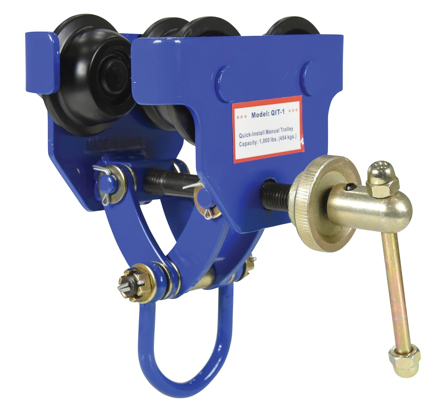Vestil QIT-1 Steel Quick Install Manual Trolley 6-3/4 In. x 11-3/4 In. x 10-1/4 In. 1000 Lb. Capacity Blue