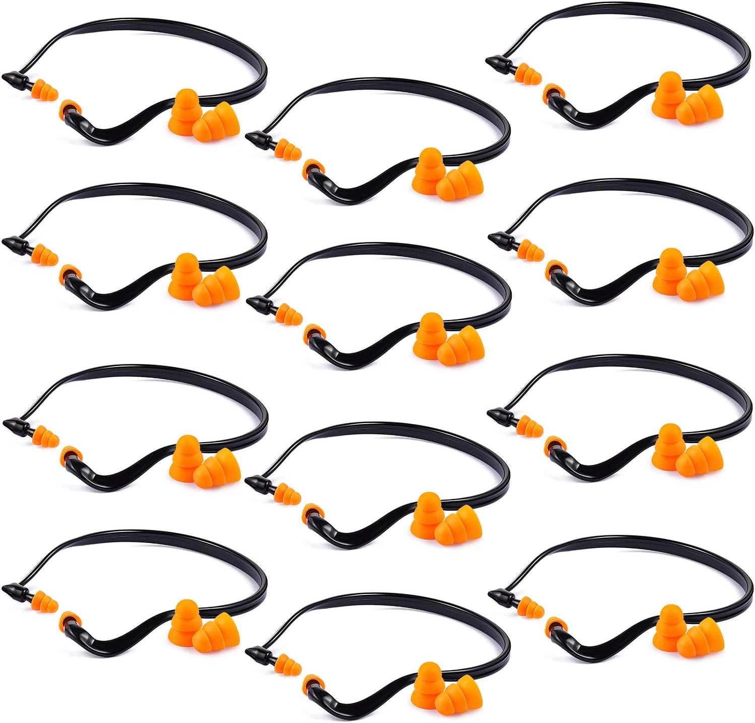 Sumind 24 Pieces Banded Ear Plugs Hearing Bands Banded Ear Band Plug Shooting Reusable Construction Protection Silicone Replacement Pods for Work Sleeping Concerts, Motor Sport Racing