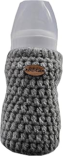 BBKits Grey Hand Crocheted Elasticated Baby Bottle Cosy
