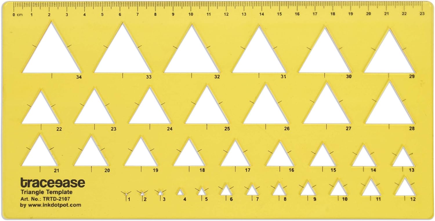 Traceease Geometric Drafting Triangle Drawing Stencil, Designing Template Measuring Ruler