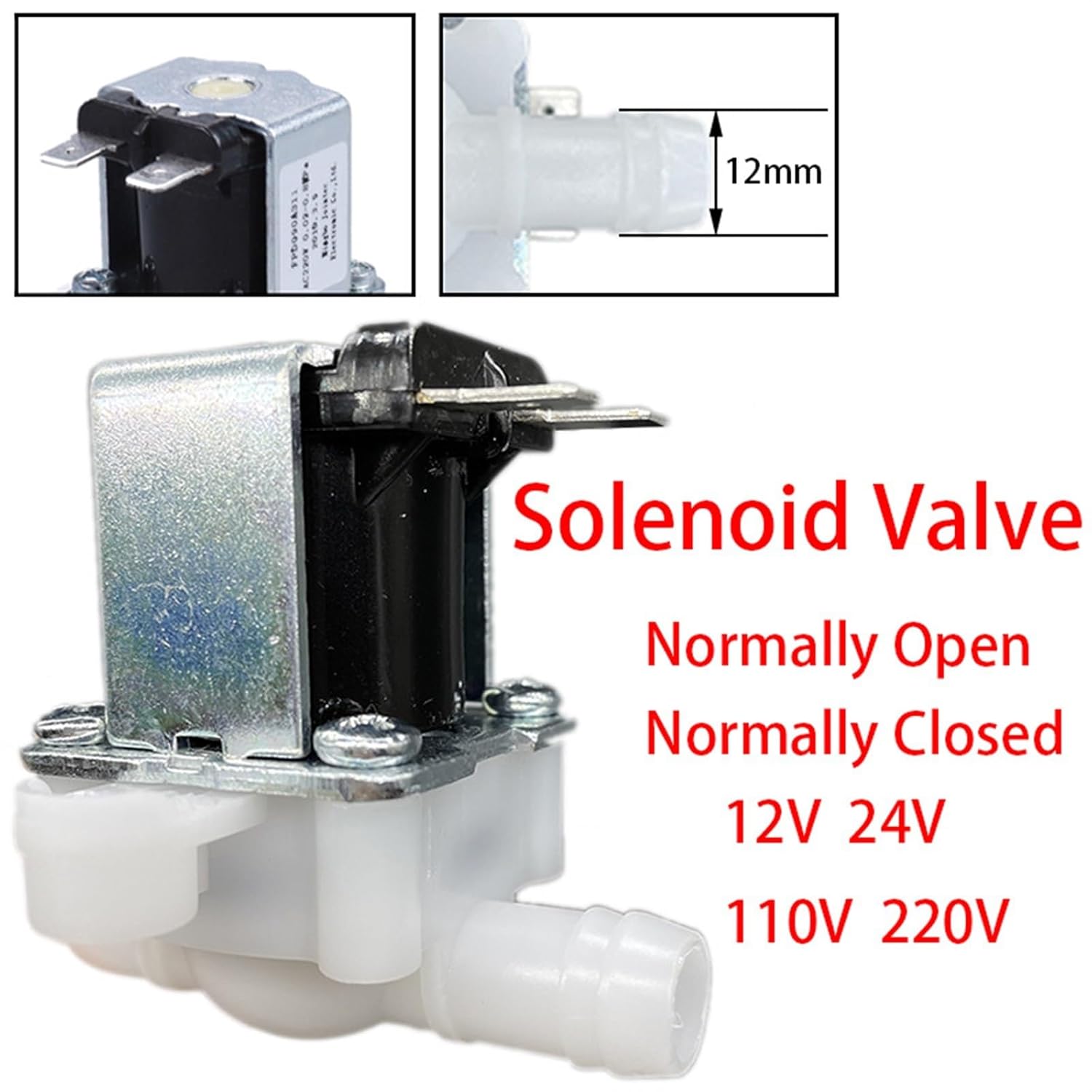 12V 24V 220V Plastic Electric Solenoid Valve Normally Closed Pressure Solenoid Valve Inlet Valve Inlet Flow Switch(110V_NORMALLY OPEN)