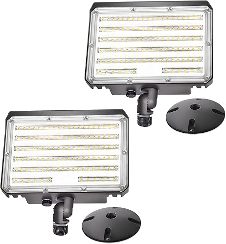 SZGMJIA Paquete de 2 luces LED de inundación de 80 W para exteriores, luz de seguridad con fotocélula del atardecer al amanecer, luz diurna de 5000